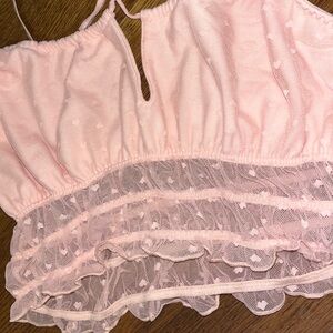 NWOT coquette pink heart valentines bralette size L